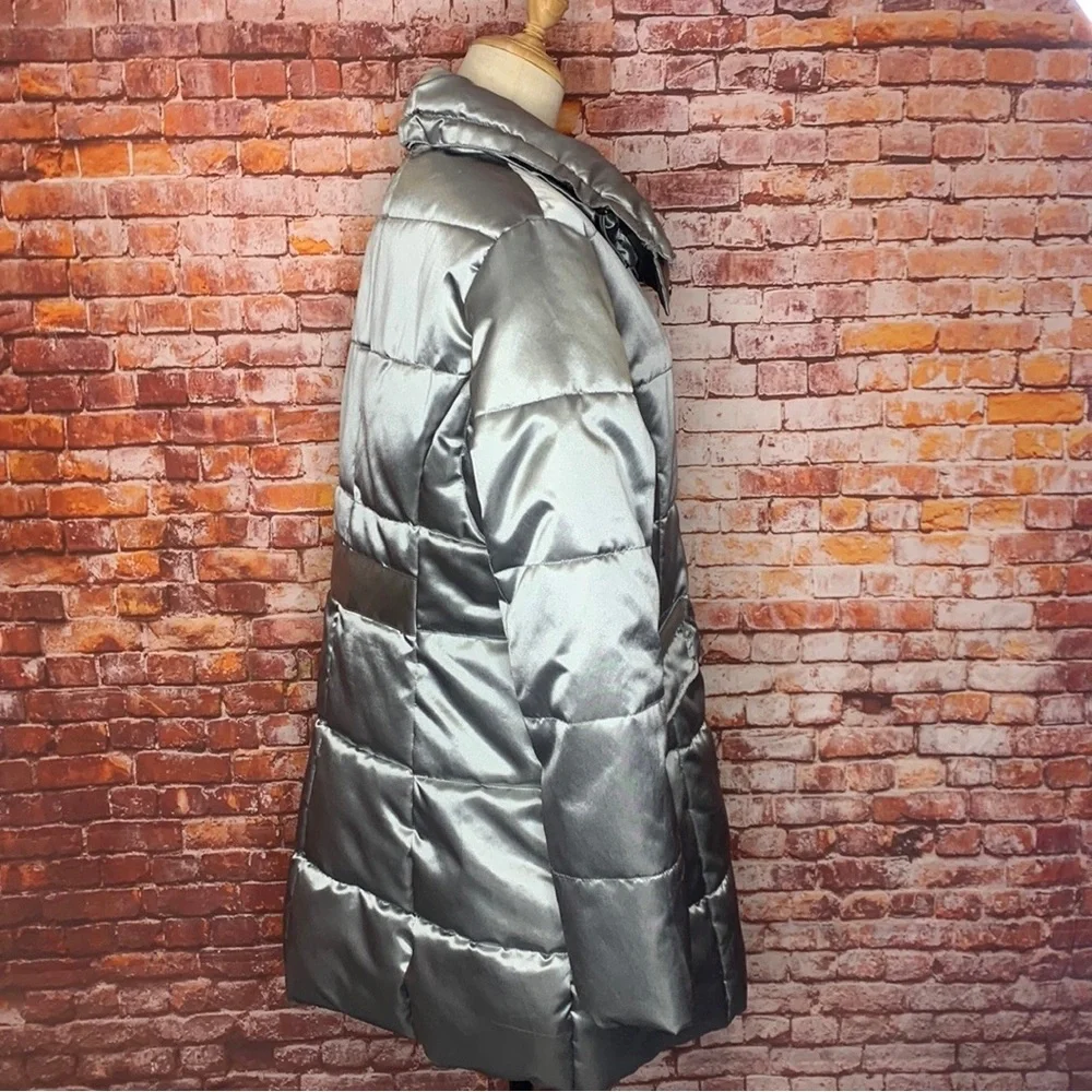 Sean John Silver Mid-length Quilted Puffer Coat